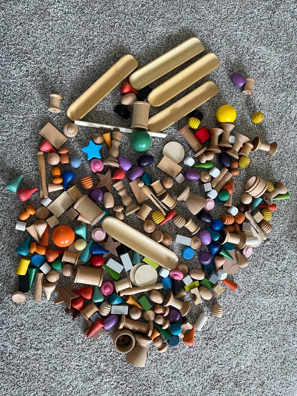 Natural Wooden Colorful Montessori Loose Parts